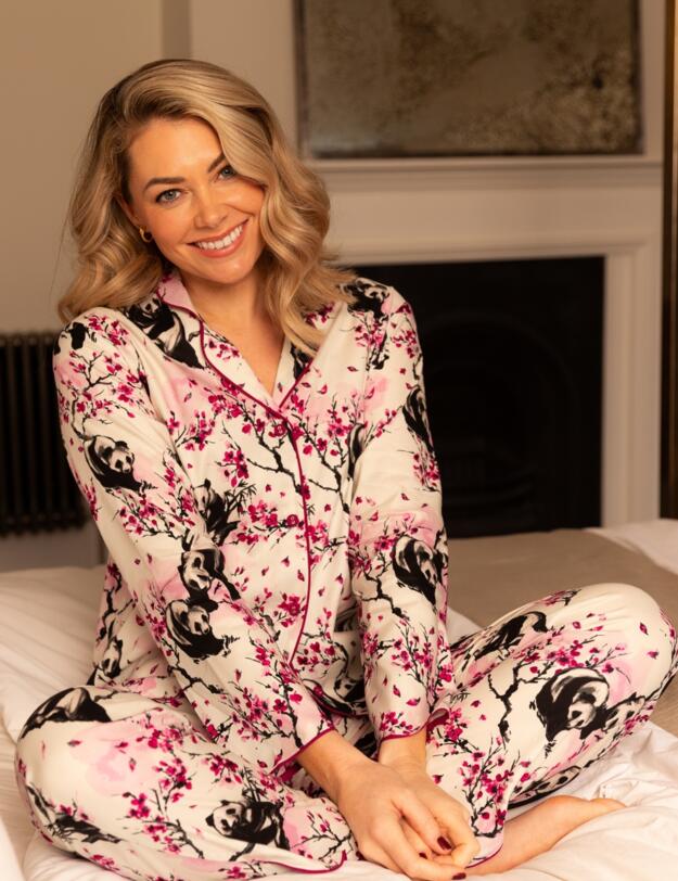 Cyberjammies Penelope Panda Print Pyjama Bottoms White Mix