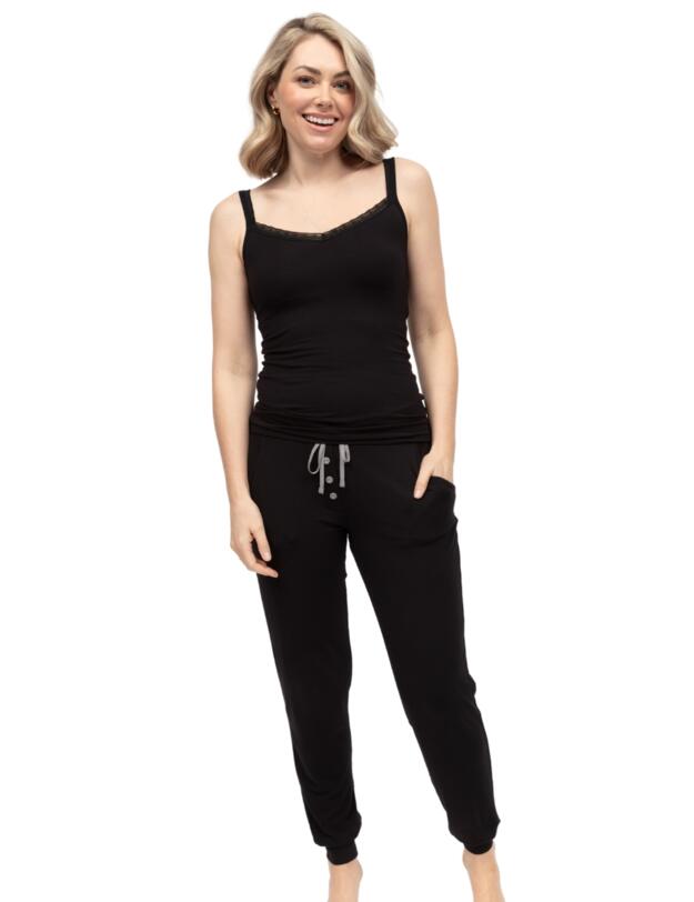 Cyberjammies Parker Lace Trim Jersey Hidden Support Vest Black