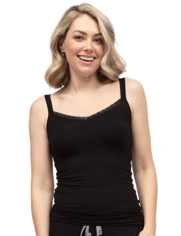 Cyberjammies Parker Lace Trim Jersey Hidden Support Vest Black
