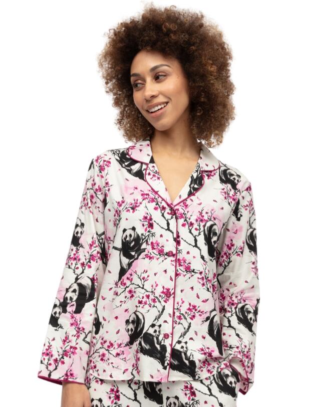 Cyberjammies Penelope Panda Print Pyjama Top White Mix