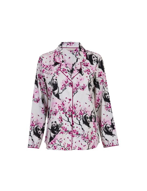Cyberjammies Penelope Panda Print Pyjama Top White Mix