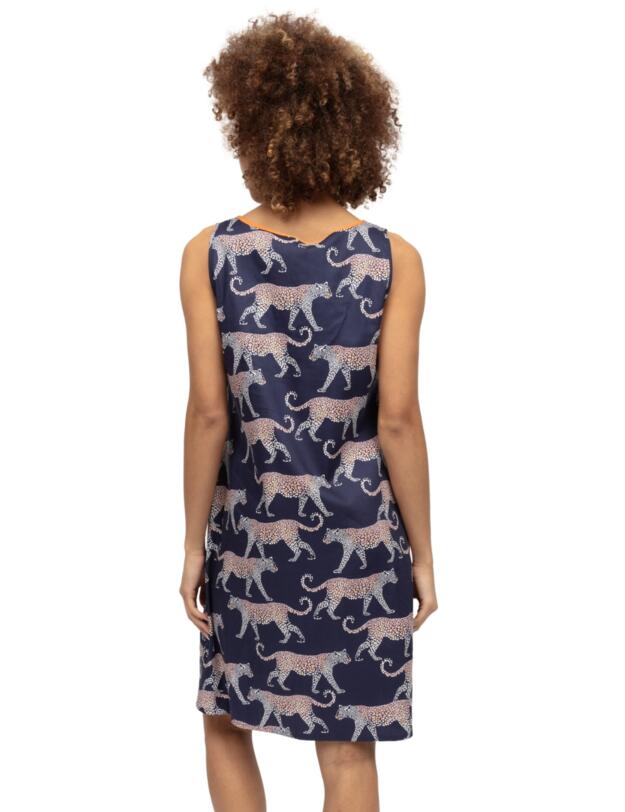 Cyberjammies Taylor Leopard Print Short Nightdress Navy Mix
