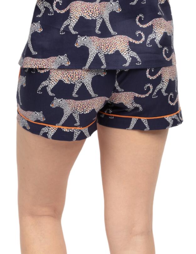 Cyberjammies Taylor Leopard Print Shorts Navy Mix