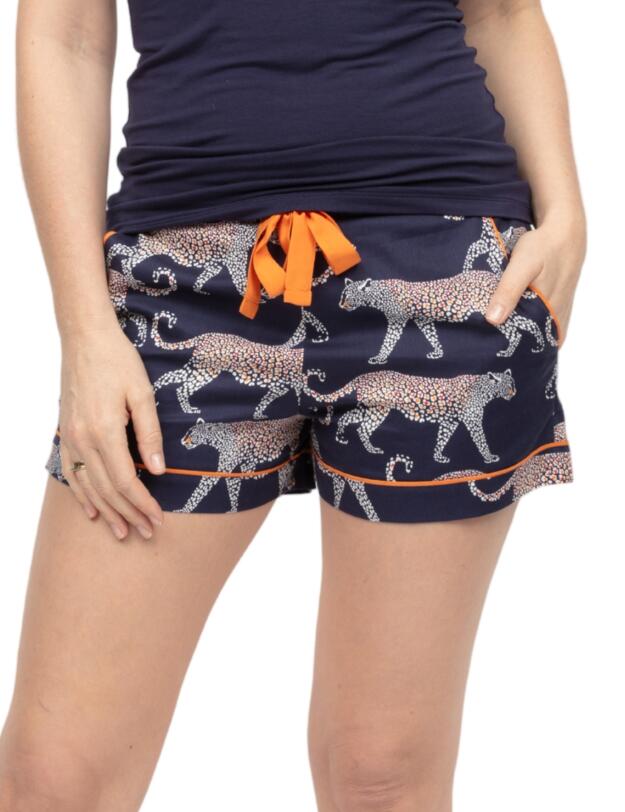 Cyberjammies Taylor Leopard Print Shorts Navy Mix