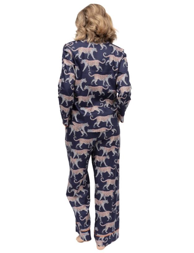 Cyberjammies Taylor Leopard Print Wide Leg Pyjama Bottoms Navy Mix