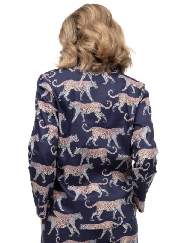 Cyberjammies Taylor Leopard Print Pyjama Top Navy Mix