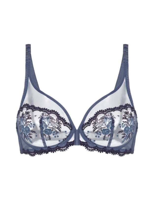 Simone Perele Intrigue Plunging Underwired Bra Cinder Blue