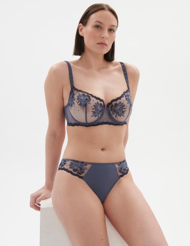 Simone Perele Intrigue Half Cup Bra Cinder Blue