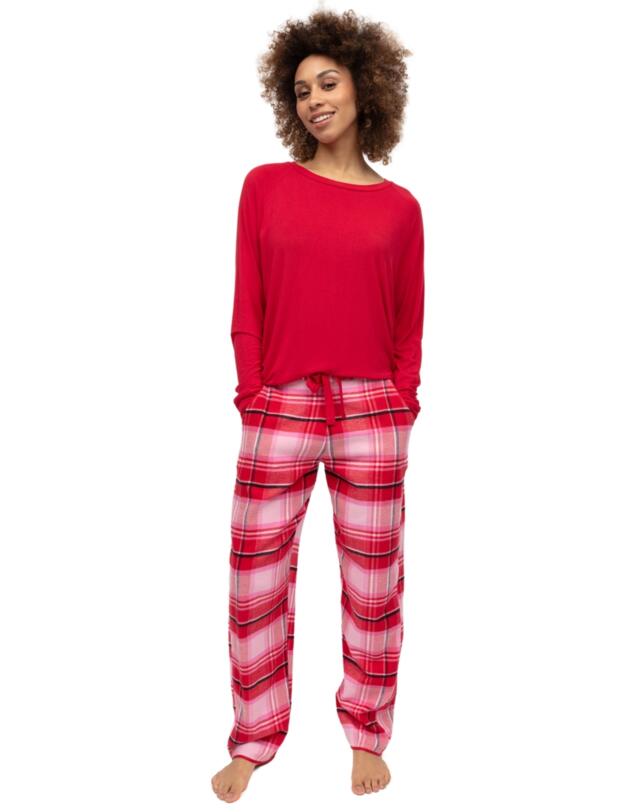 Cyberjammies Noelle Brushed Check Pyjama Bottoms Red Mix
