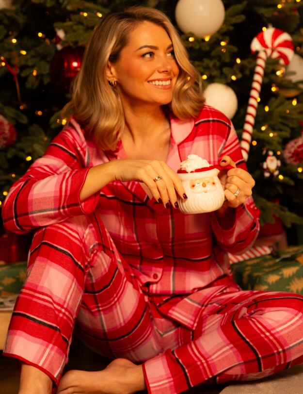 Cyberjammies Noelle Brushed Check Pyjama Bottoms Red Mix