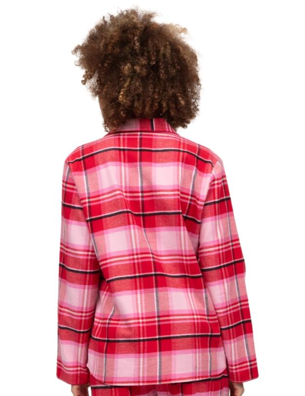 Cyberjammies Noelle Brushed Check Pyjama Top Red Mix
