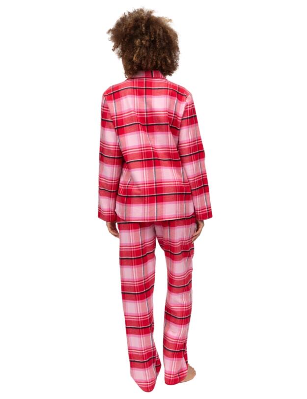 Cyberjammies Noelle Brushed Check Pyjama Top Red Mix