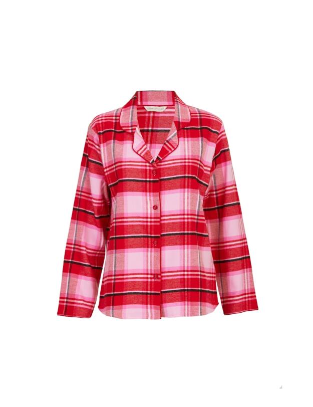 Cyberjammies Noelle Brushed Check Pyjama Top Red Mix