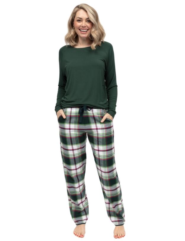 Cyberjammies Forrest Slouch Jersey Pyjama Top Dark Green