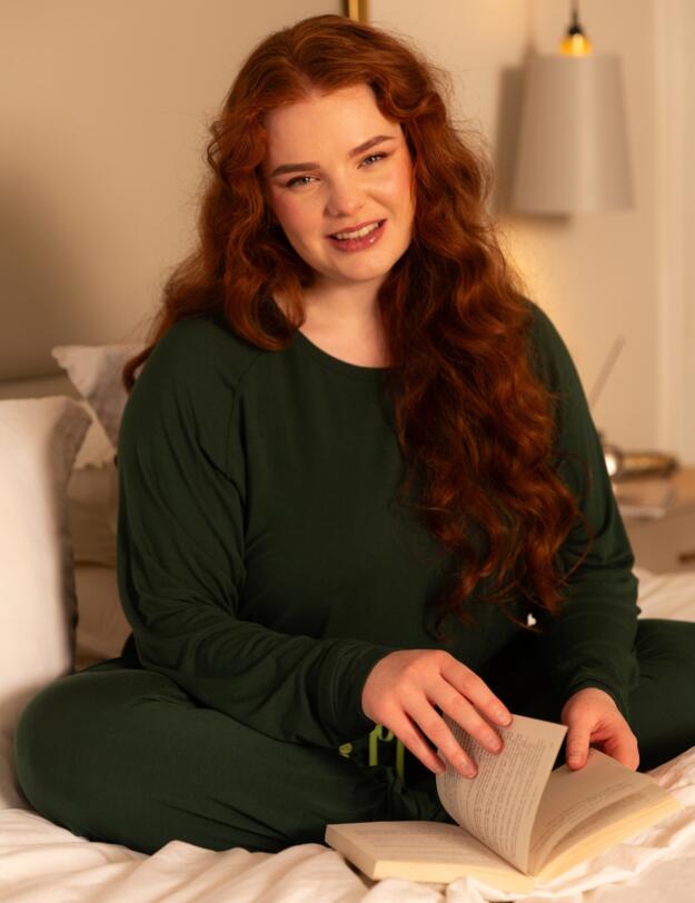 Cyberjammies Forrest Slouch Jersey Pyjama Top Dark Green