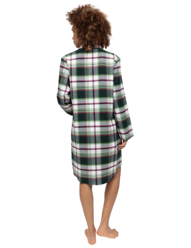 Cyberjammies Forrest Brushed Check Nightshirt Dark Green Mix