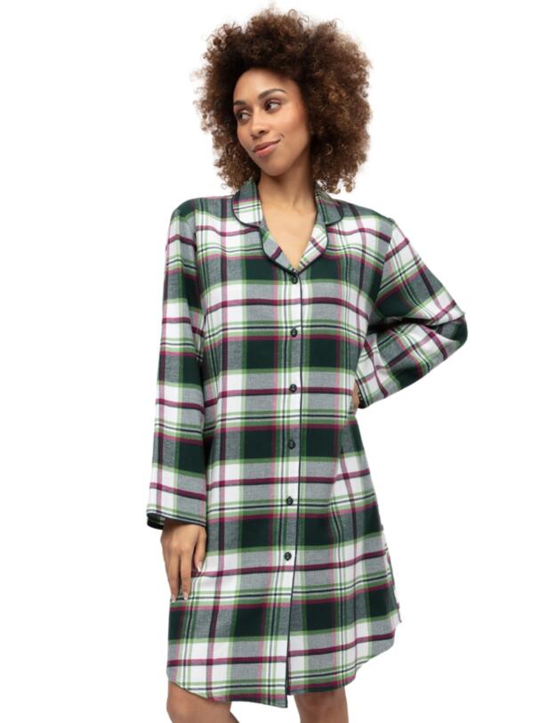 Cyberjammies Forrest Brushed Check Nightshirt Dark Green Mix