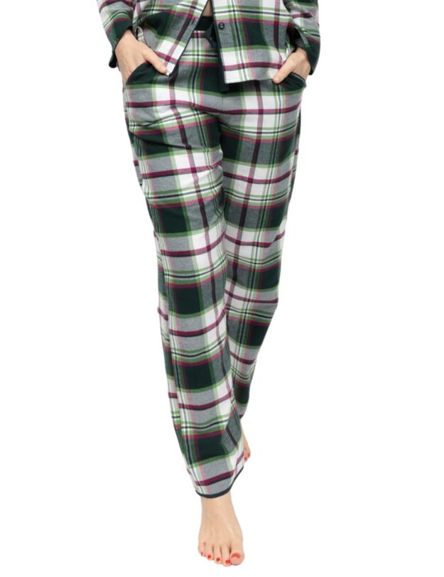 Cyberjammies Forrest Brushed Check Pyjama Bottoms Dark Green Mix