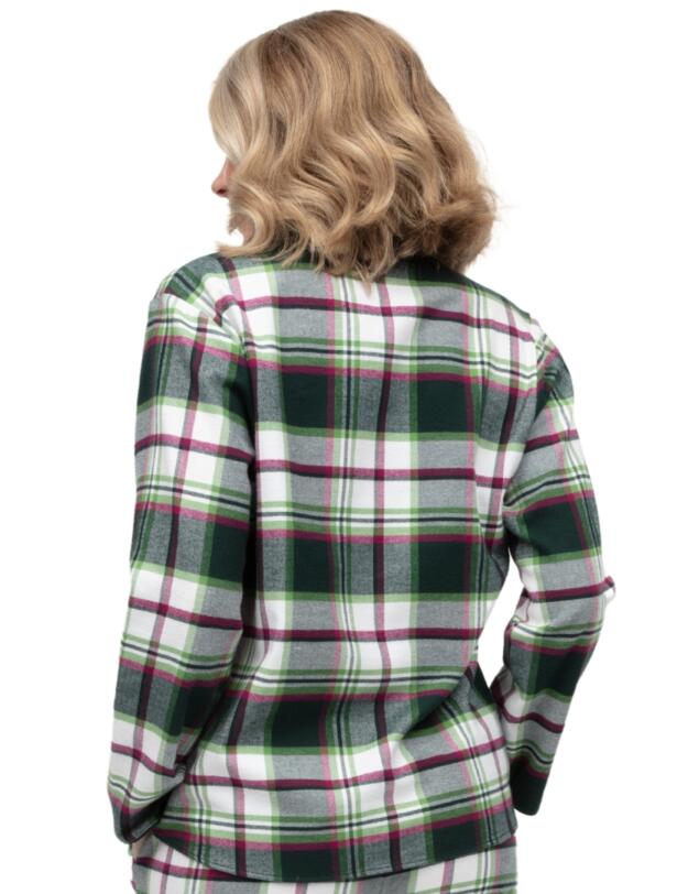 Cyberjammies Forrest Brushed Check Pyjama Top Dark Green Mix