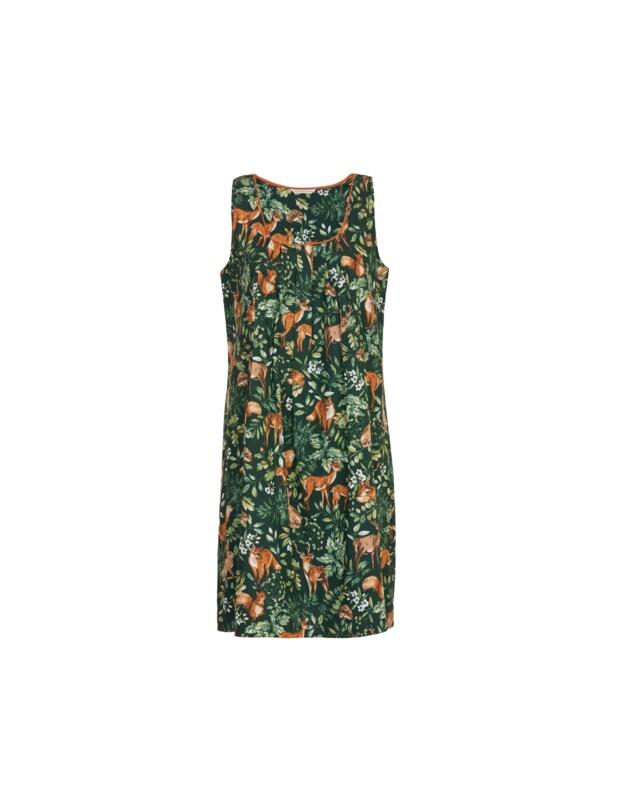 Cyberjammies Forrest Woodland Print Short Nightdress Dark Green Mix