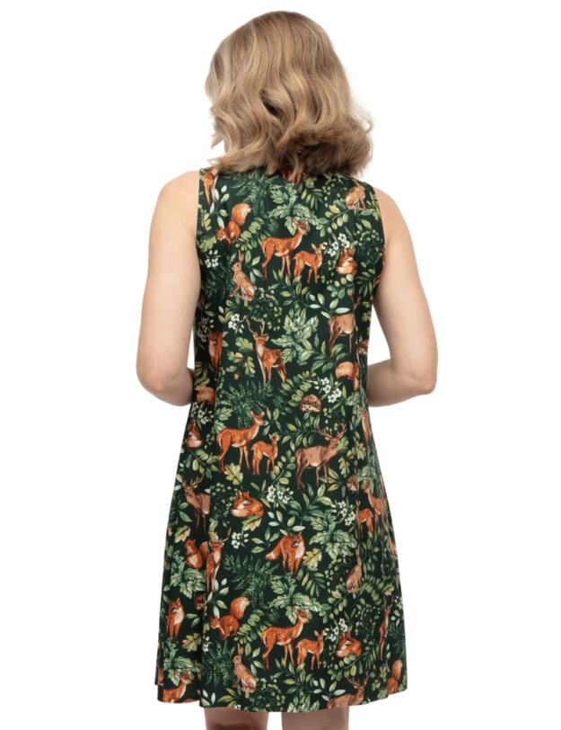 Cyberjammies Forrest Woodland Print Short Nightdress Dark Green Mix