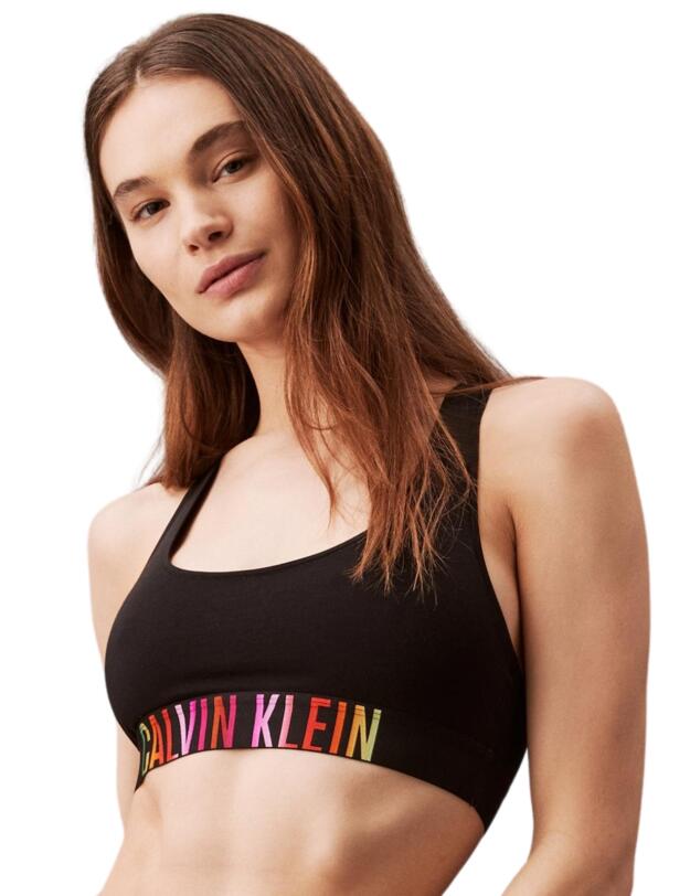 Calvin Klein Intense Power Pride Unlined Bralette Bra  Black / Ombre Pride