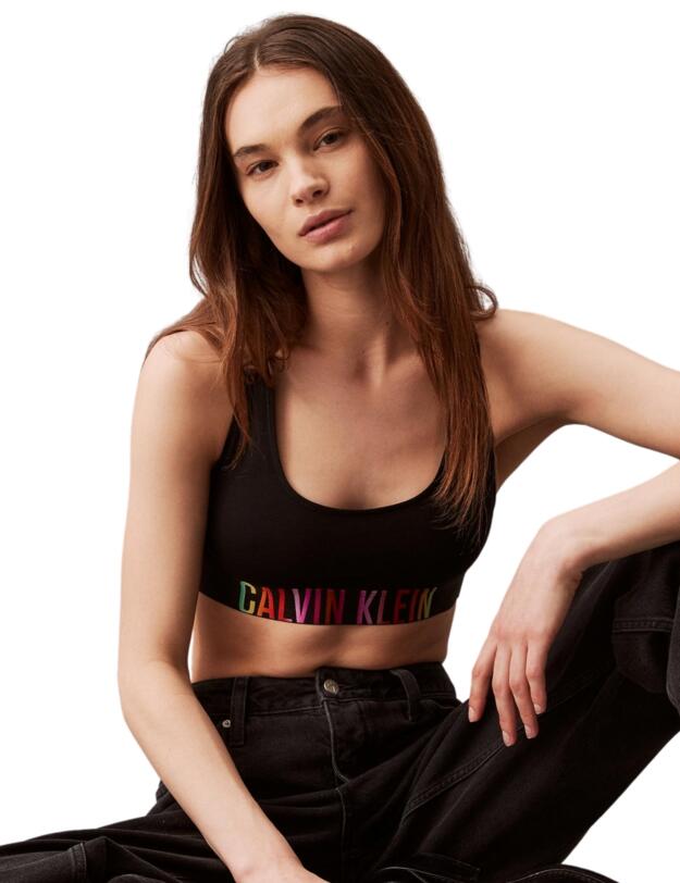 Calvin Klein Intense Power Pride Unlined Bralette Bra  Black / Ombre Pride