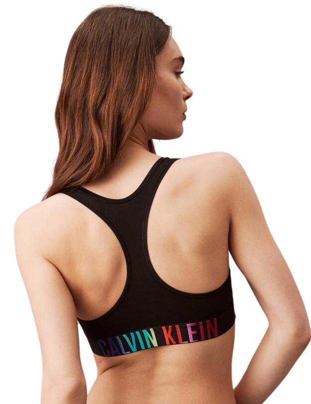 Calvin Klein Intense Power Pride Unlined Bralette Bra  Black / Ombre Pride