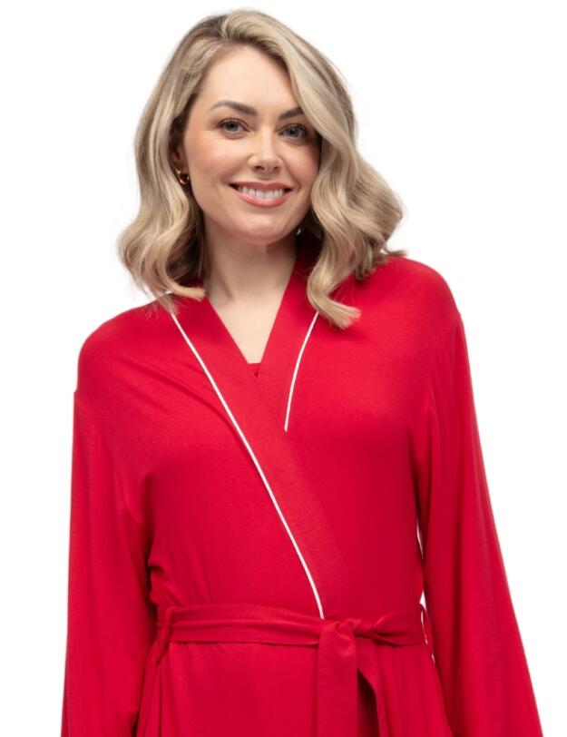 Cyberjammies Montana Jersey Long Dressing Gown Red