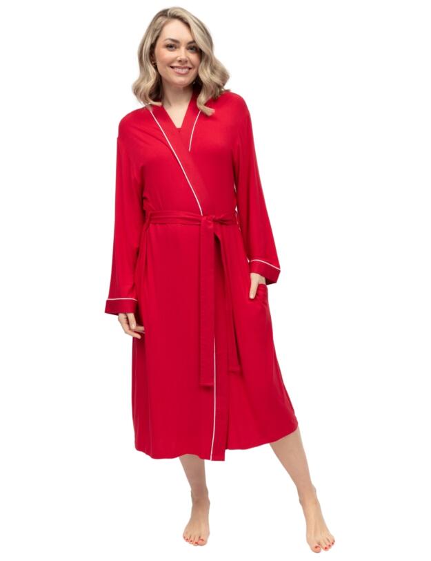 Cyberjammies Montana Jersey Long Dressing Gown Red