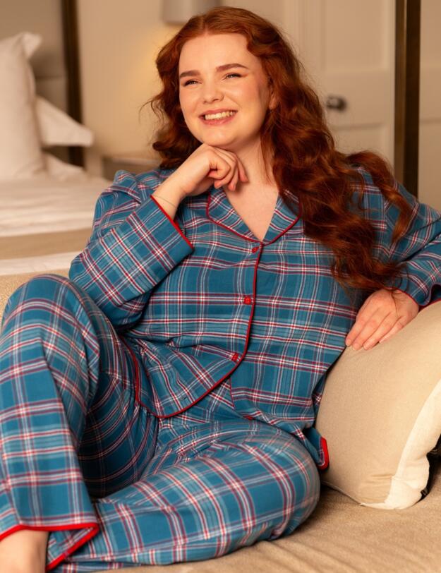 Cyberjammies Montana Brushed Check Pyjama Bottoms Blue Mix