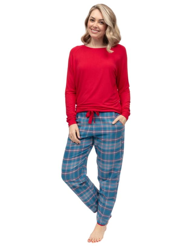 Cyberjammies Montana Brushed Check Pyjama Bottoms Blue Mix