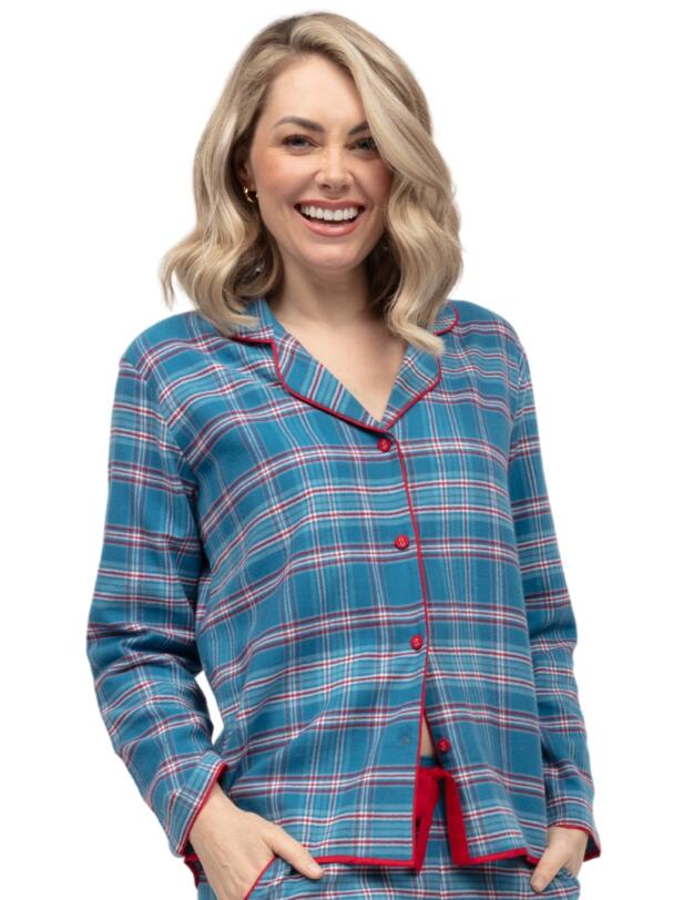 Cyberjammies Montana Brushed Check Pyjama Top Blue Mix