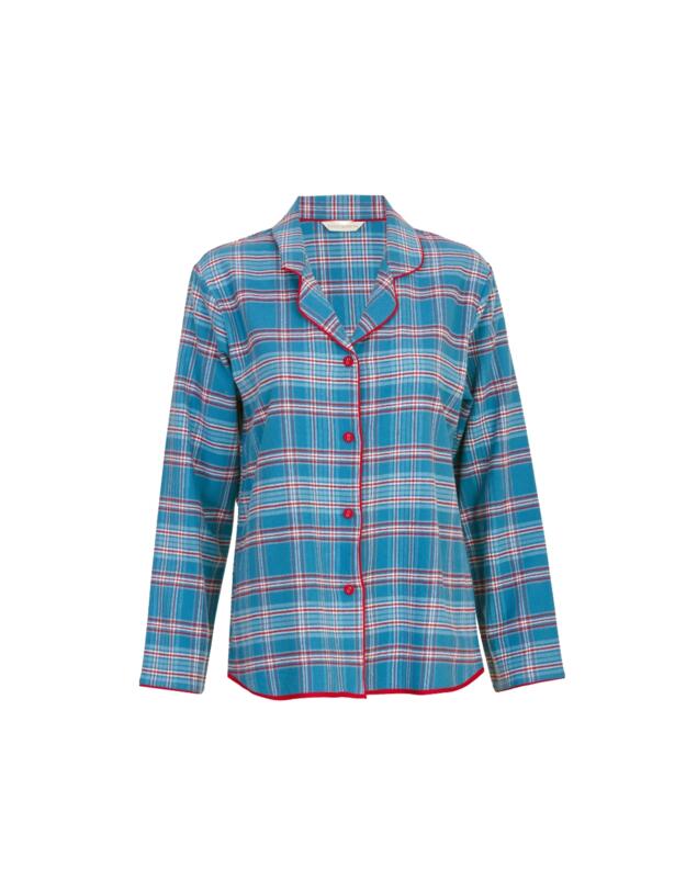 Cyberjammies Montana Brushed Check Pyjama Top Blue Mix