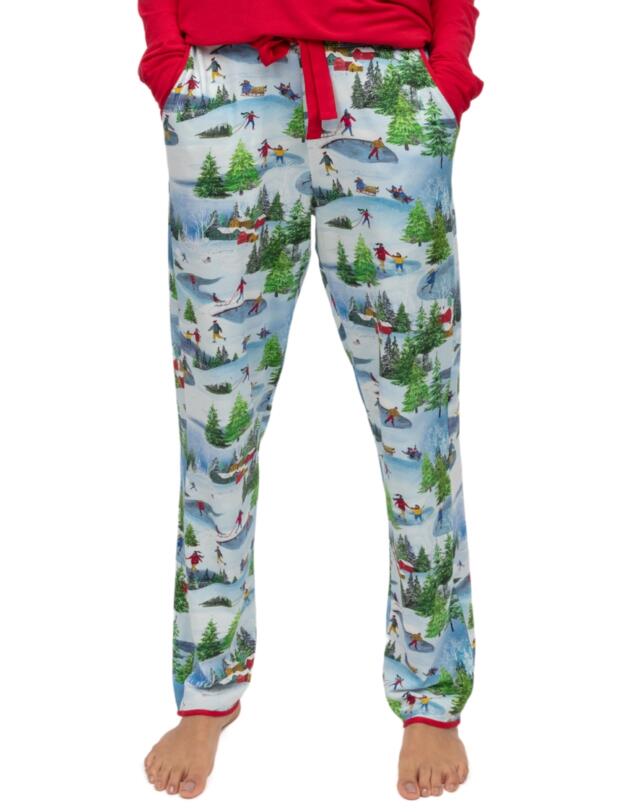 Cyberjammies Montana Winterscape Printed Jersey Pyjama Bottoms White Mix