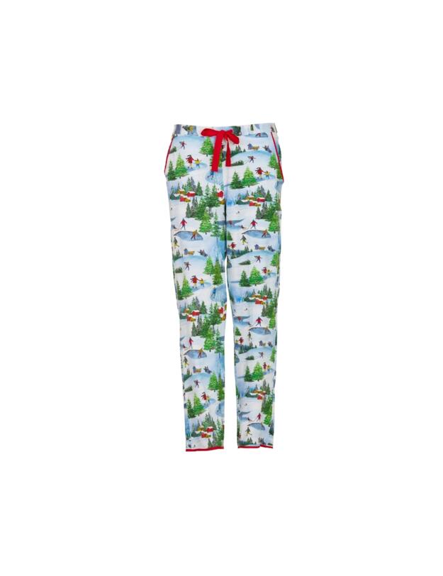 Cyberjammies Montana Winterscape Printed Jersey Pyjama Bottoms White Mix