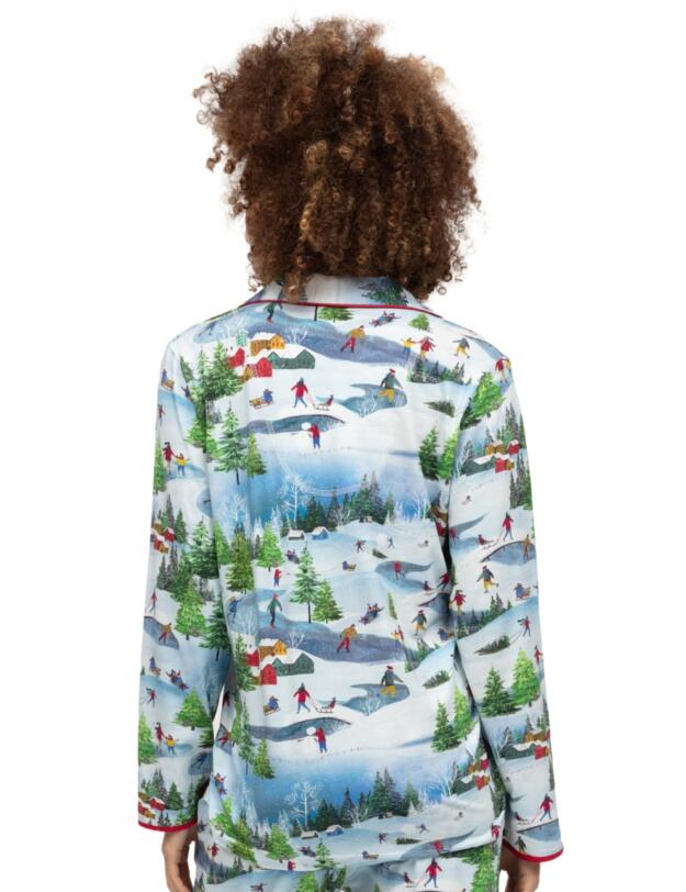 Cyberjammies Montana Winterscape Printed Jersey Pyjama Top White Mix