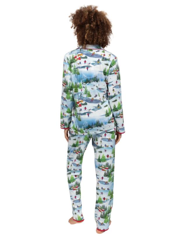 Cyberjammies Montana Winterscape Printed Jersey Pyjama Top White Mix