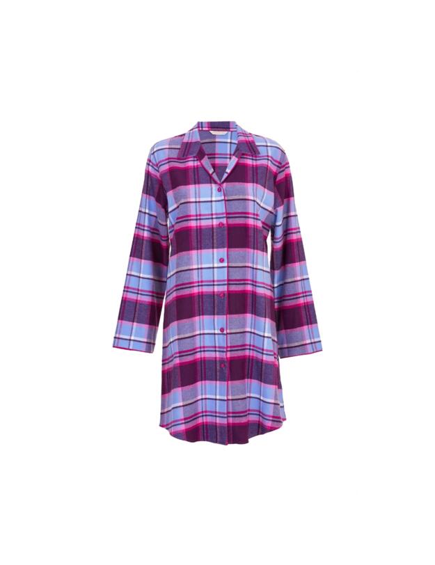Cyberjammies Hazel Brushed Check Nightshirt Dark Purple Mix