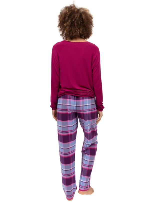 Cyberjammies Hazel Brushed Check Pyjama Bottoms Dark Purple Mix