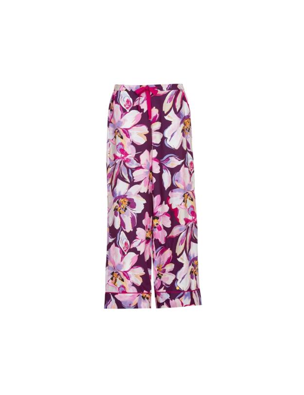 Cyberjammies Hazel Floral Print Wide Leg Pyjama Bottoms Dark Purple Mix
