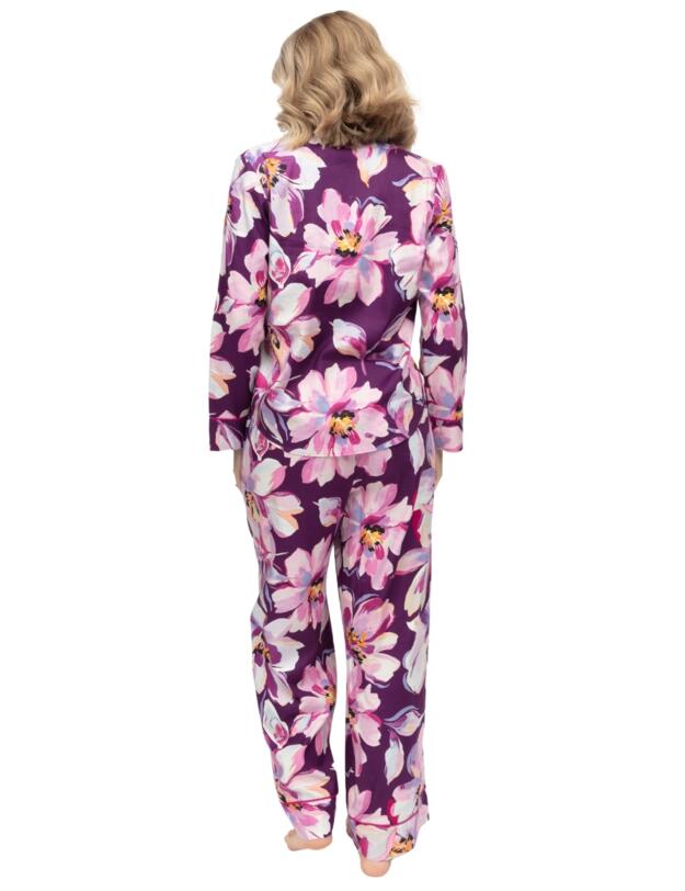 Cyberjammies Hazel Floral Print Pyjama Top Dark Purple Mix