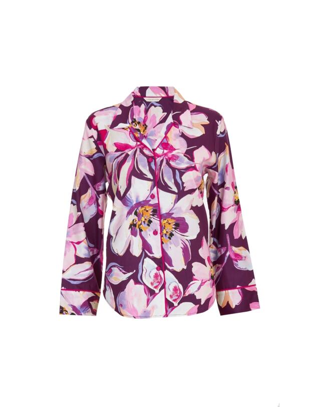 Cyberjammies Hazel Floral Print Pyjama Top Dark Purple Mix