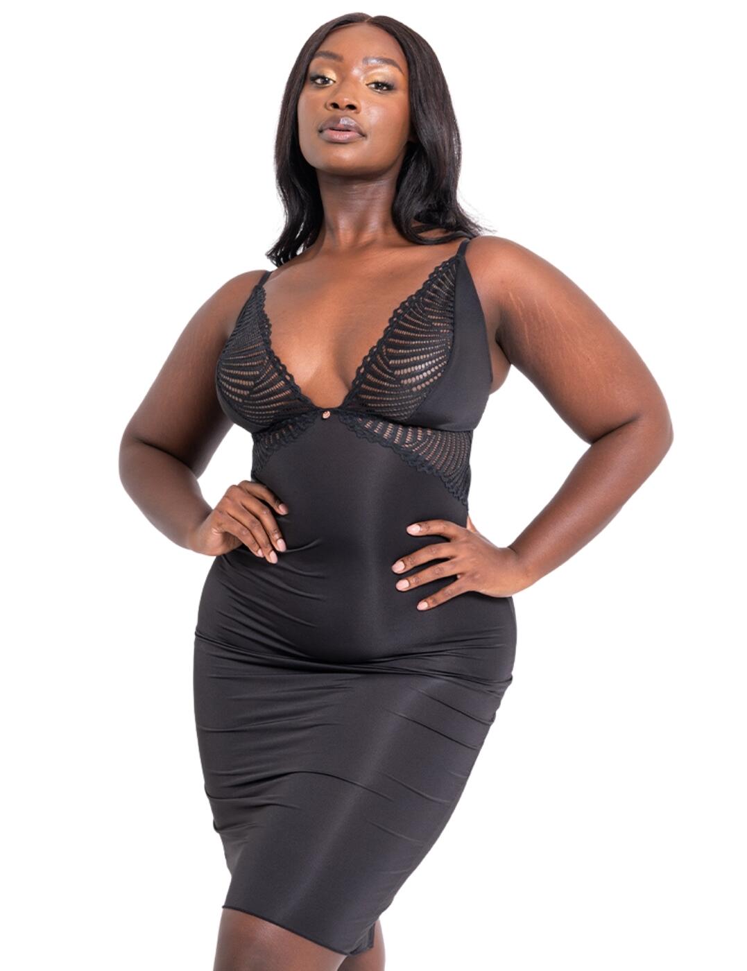 Plus size black slip dress best sale