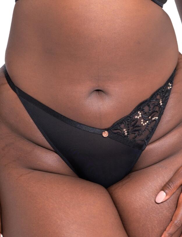 Scantilly by Curvy Kate Ornate Thong Black