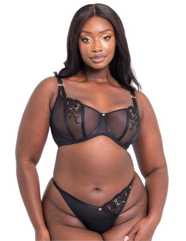 Scantilly by Curvy Kate Ornate Thong Black