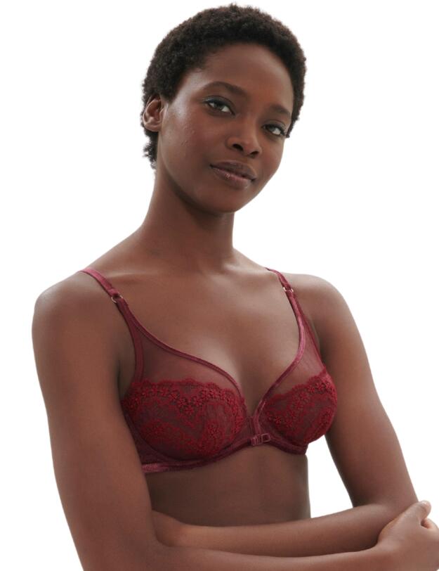 Simone Perele Scenario Plunging Underwired Bra Spinel Red