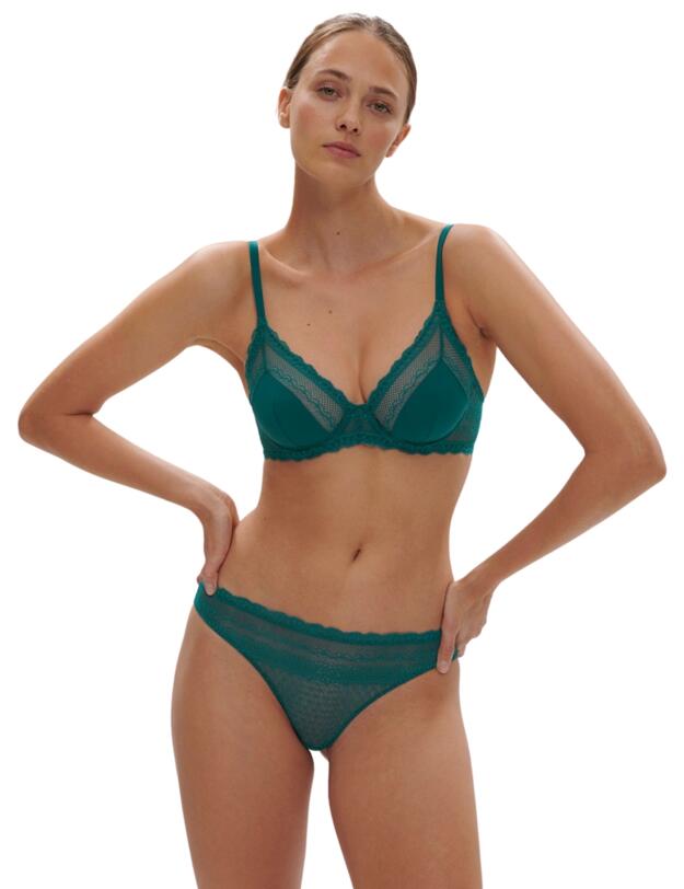 Simone Perele Destinee Plunging Underwired Bra Pavo Blue