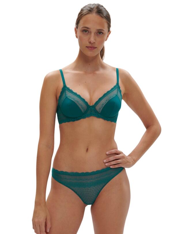 Simone Perele Destinee Plunging Underwired Bra Pavo Blue