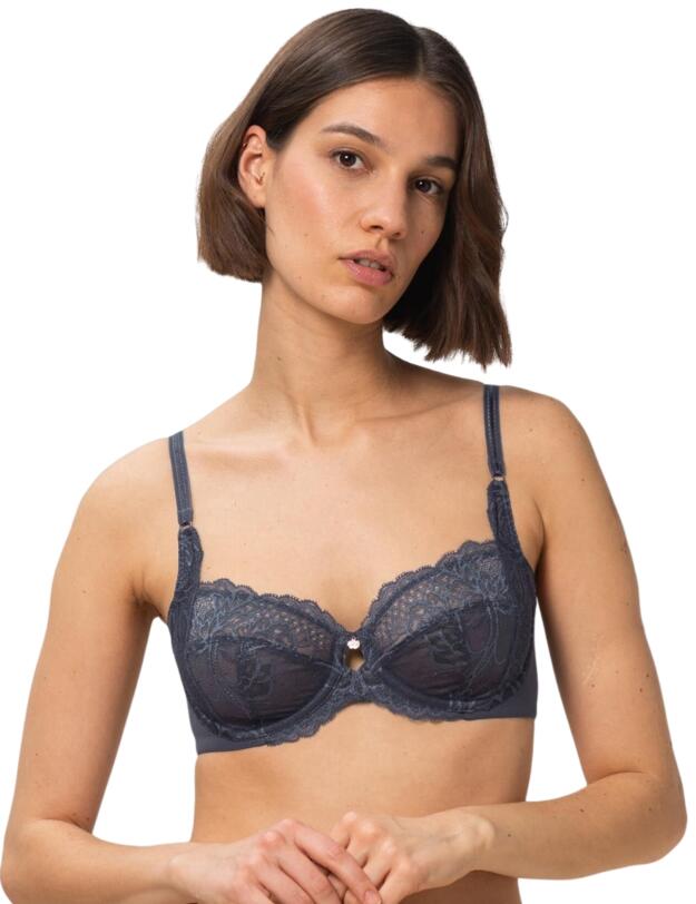 Triumph Wild Peony Florale Underwired Bra Pebble Grey